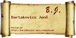 Bartakovics Jenő névjegykártya