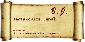 Bartakovics Jenő névjegykártya